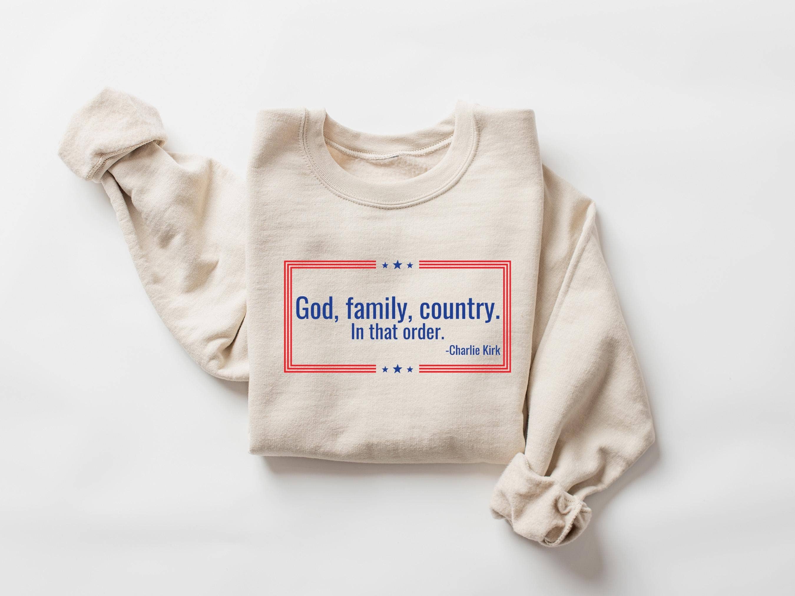 CVH DREAMY LTD - Wholesale T-Shirt (Graphic) - Women's - Charlie Kirk Tribute God Family Country Sweatshirt, C.K. Tee
