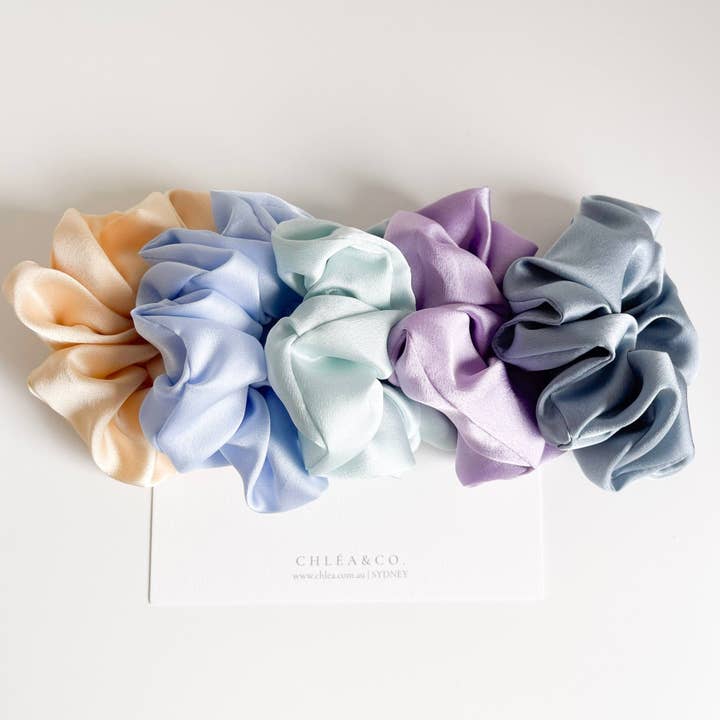 Set of 5 Small Satin Scrunchies | Confetti for wholesale by Chlea & Co.