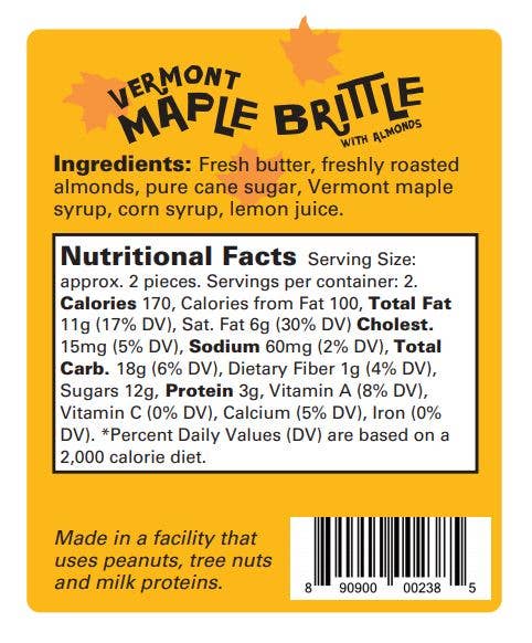 Sweet on Vermont Artisan Confections - Wholesale Brittle - Maple Brittle With Almonds - Pouch2