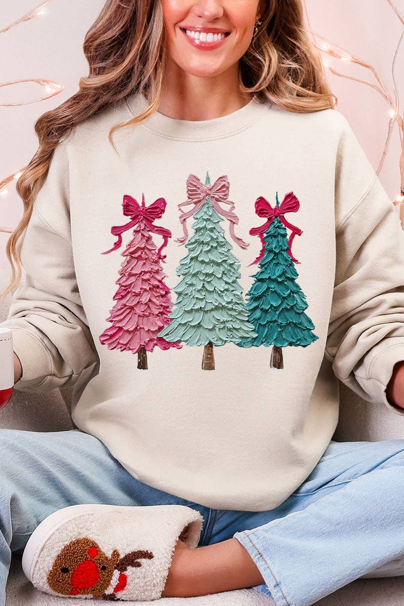 Wholesale Accessory Market - Wholesale Graphic Sweatshirt - Women's - The Painted Trio Trees Heavy Blend Crew Sweatshirt3