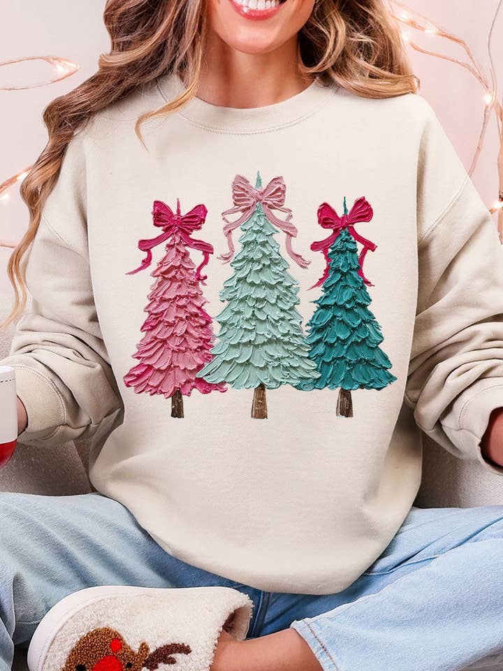 Wholesale Accessory Market - Wholesale Graphic Sweatshirt - Women's - The Painted Trio Trees Heavy Blend Crew Sweatshirt3