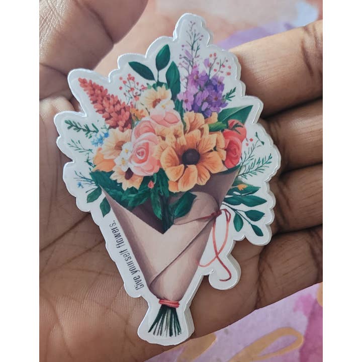 Give Yourself Flowers Clear Sticker for wholesale by Self Care Tribe