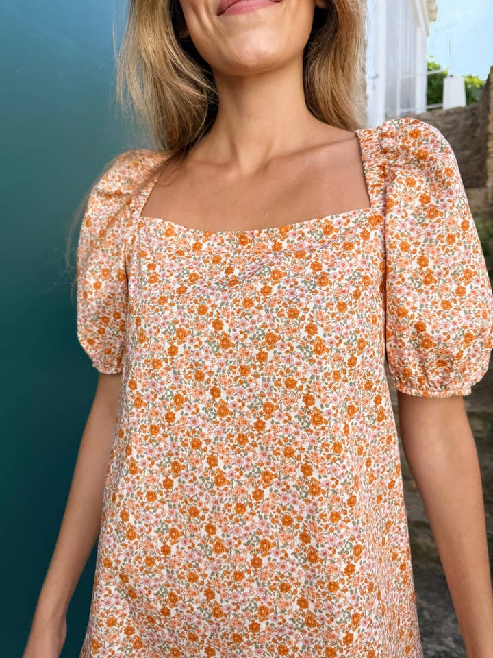 MindTraveler - Wholesale Dress - Women's - Bruna Orange Flowers Dress1