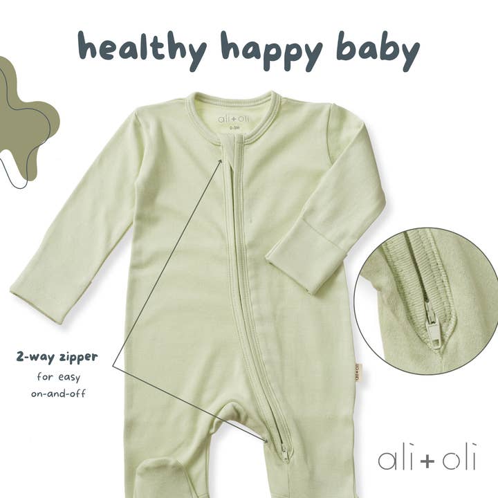 Ali+Oli - Wholesale Clothing Set - Baby - Baby Footie 2-Way Zipper – Organic Cotton Lounge Wear