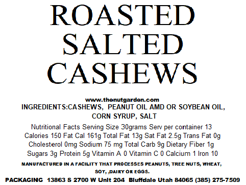 The Nut Garden, Sweetables, Utah Truffles – wholesale Nuts – Cashews, Roasted and Salted (12 oz.)1