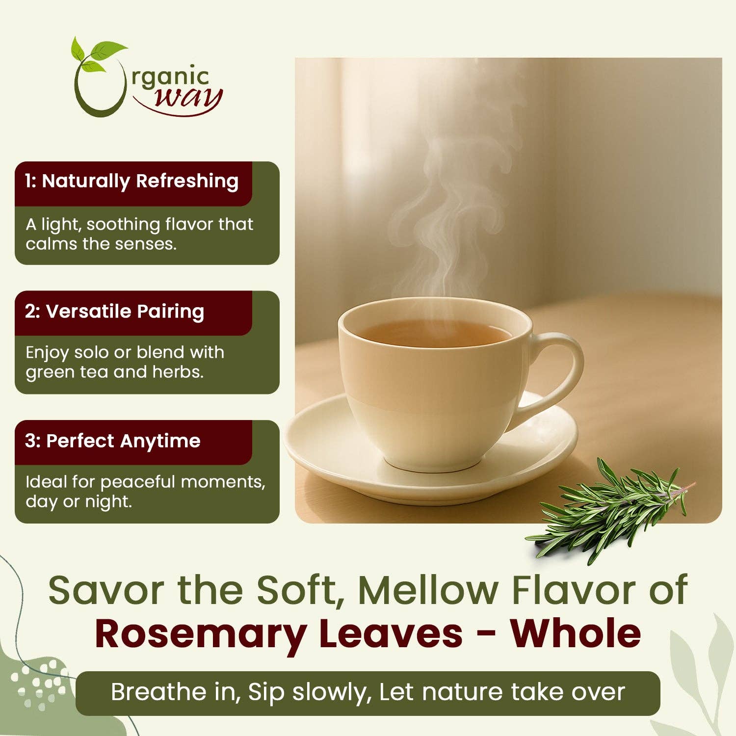 Organic Way LLC – wholesale Örter – Torkade rosmarinblad hela örten - Örtte & kulinarisk användning | Europeisk vildskörd | Kosher & USDA-certifierad | Vegansk, icke-GMO & glutenfri | 100% rå från Albanien3