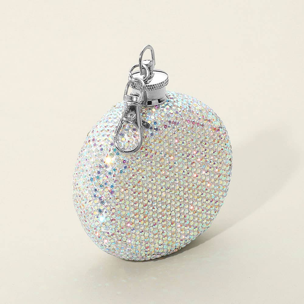 Sensibling Corp. - Wholesale Flask - 3oz Bling Studded Stainless Steel Round Flask9