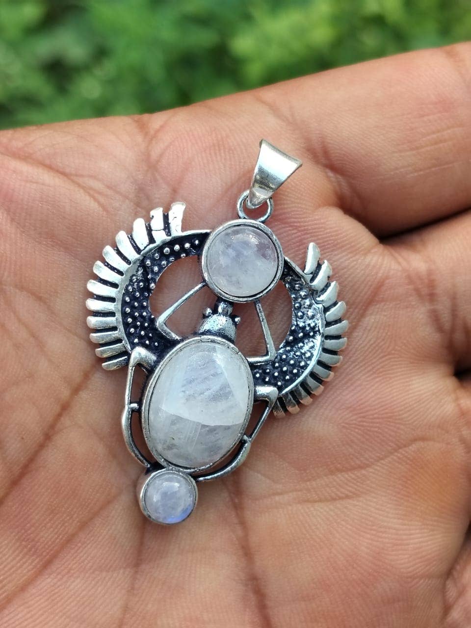 SILVER CAVE - Wholesale Individual Charm/Pendant - Beautiful Rainbow Moonstone Spider Design For Brass Pendant3