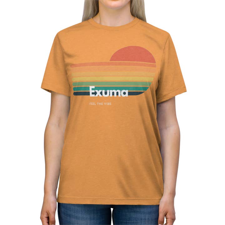 T-shirt unisexe Exuma Triblend pour la vente par happy clothing co.