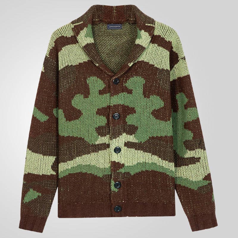 Camouflage Patterned Long Sleeve Sweater Men's Casual Cardigan for wholesale on Faire1