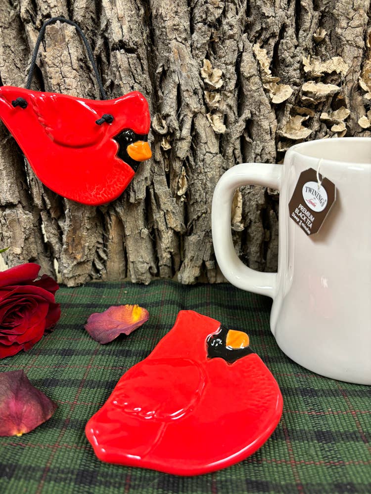 August Ceramics - Wholesale Ornament - Ceramic Bird Ornament: Cardinal4