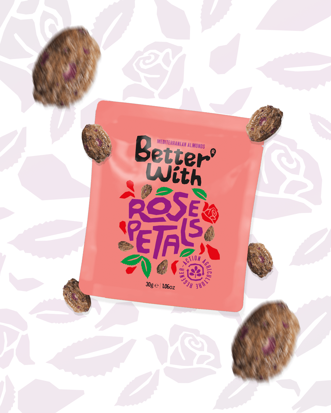 Better With Almonds – Frutos secos por atacado – Almonds Better With Rose Petals - 30g1