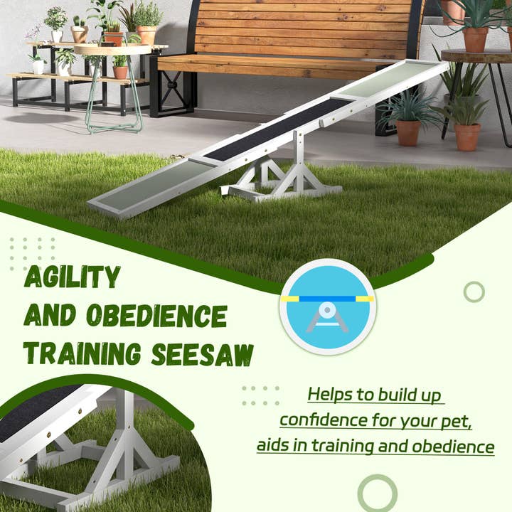 39F Inc. - Wholesale Pet Toy - Dog - White Wooden Dog Agility Seesaw for Outdoor Training6