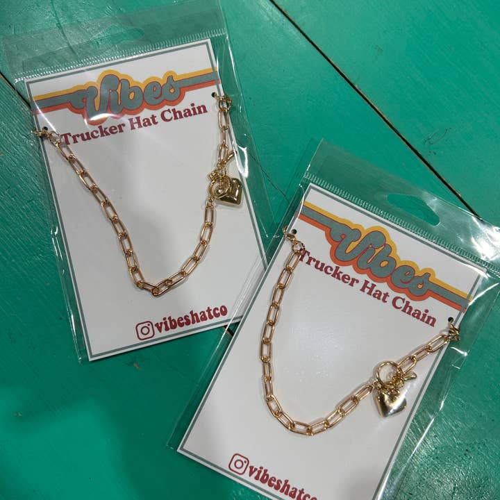 Vibes Hat Company - Wholesale Hat Accessory - Women's - Gold Heart Trucker Hat Chain | Love | Valentine Day |Hat Bar2