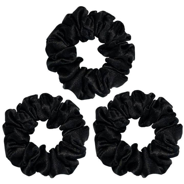 Onyx Mini Silk Scrunchies (3 pc) for wholesale by Curlfriend Collective