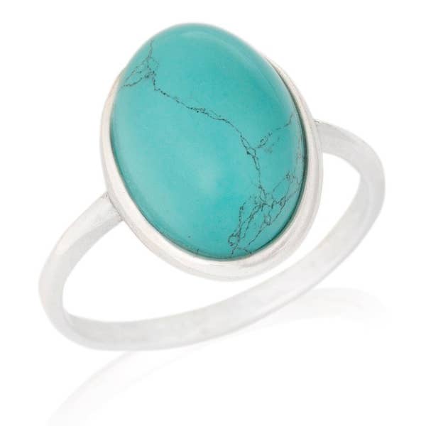 blue Ring with reconstituted natural turquoise, sterling silver for wholesale on Faire