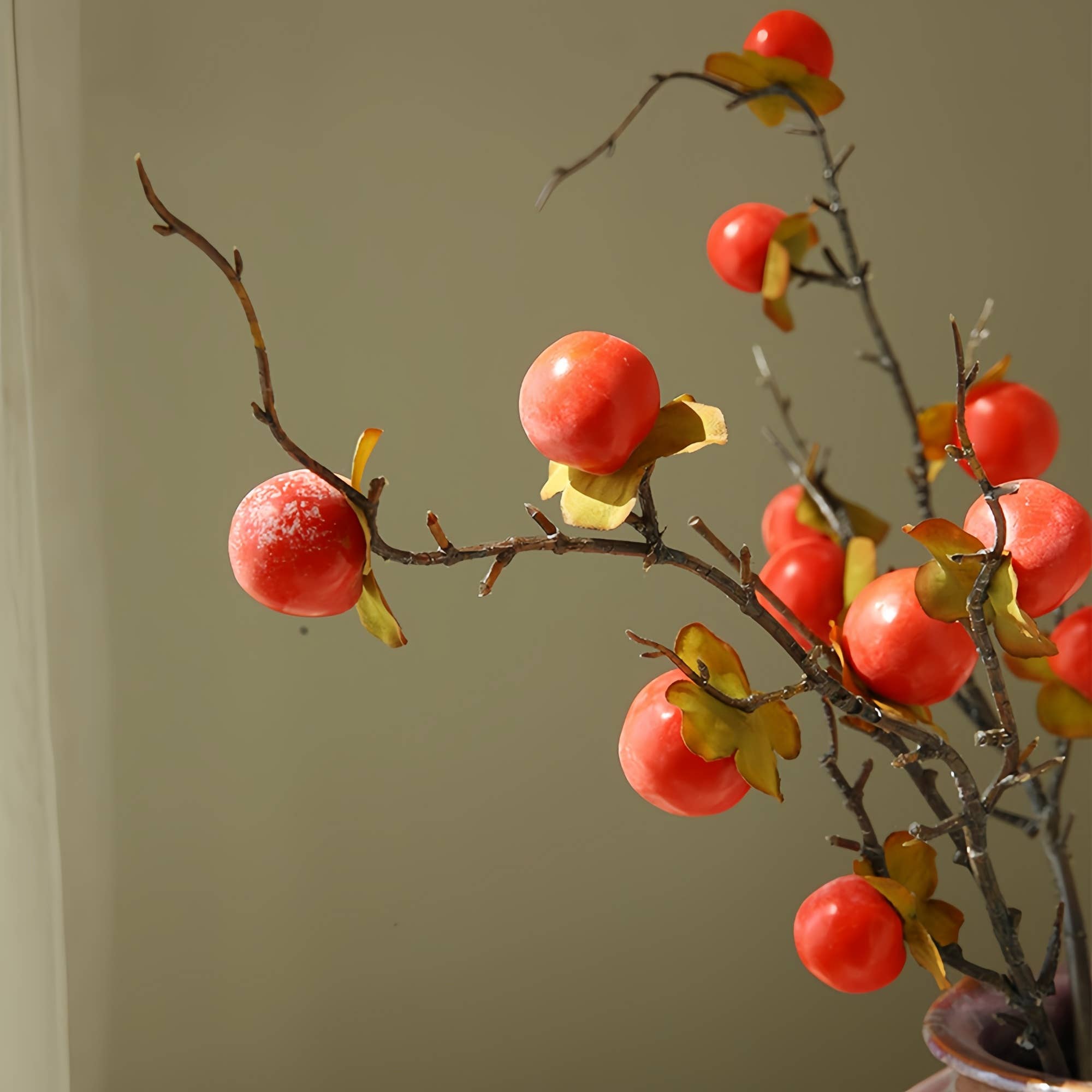 ACNITE(We cover U.S. import duties) - Wholesale Artificial Flowers - Artificial Orange persimmon fruits branches fall home decor7