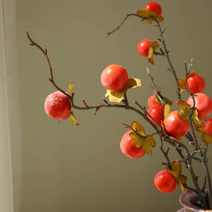 ACNITE(We cover U.S. import duties) - Wholesale Artificial Flowers - Artificial Orange persimmon fruits branches fall home decor7