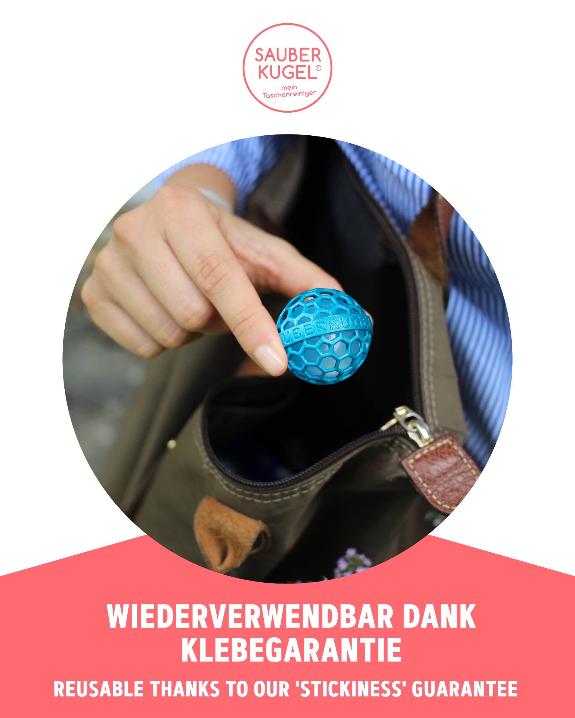 Sauberkugel - No Crumbs GmbH - Vendita all'ingrosso Spugnetta per pulire - Sauberkugel - Pulitore per borse Bag Petrol6