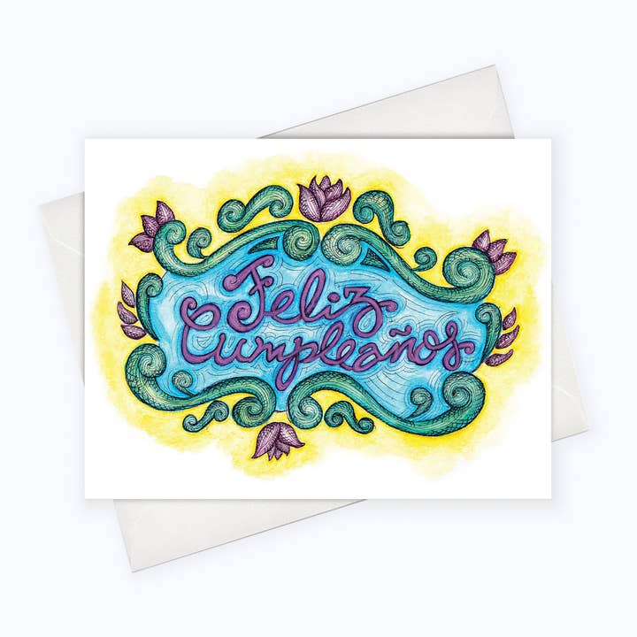 SPANSKT FÖDELSEDAGSKORT | Feliz Cumpleaños-kort | Español-kort för wholesale av About A Cloud Stationery & Gifts