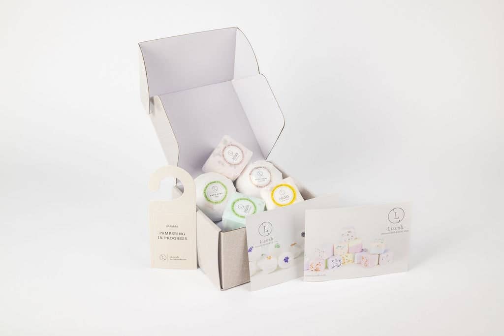 Lizush Creations – Engroshandel Bade- og kropssæt – Engros - Badebomber og brusedampere Gavesæt, afslappende gaveæske til naturligt bad
