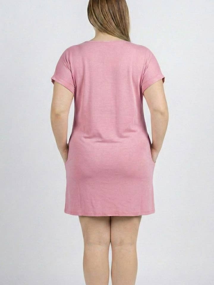 CAPELLA APPAREL - Venta al por mayor Vestido - Mujer - Minivestido con bolsillo y manga casquillo de talla grande11