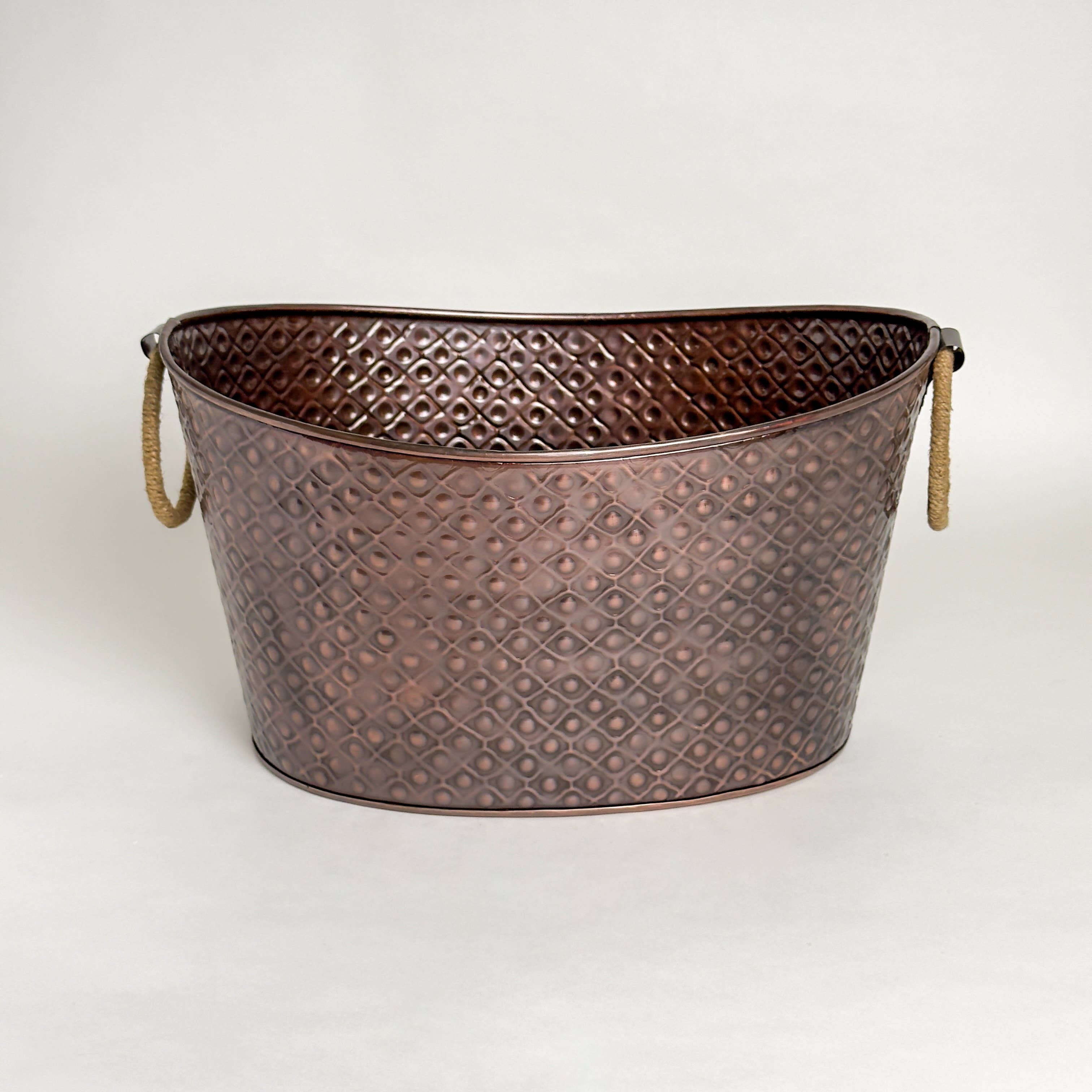 India Handicrafts Inc - Wholesale Bucket/pail - Copper Tub with Jute Handle6