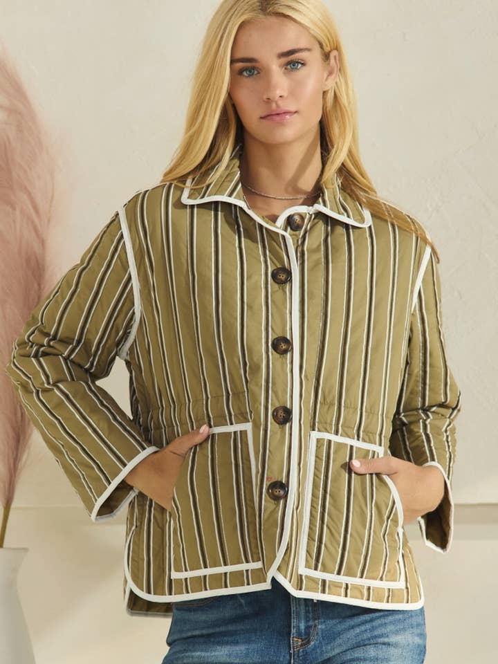 Plus Reversible Long Sleeve Quilted Jacket for wholesale by Oddi