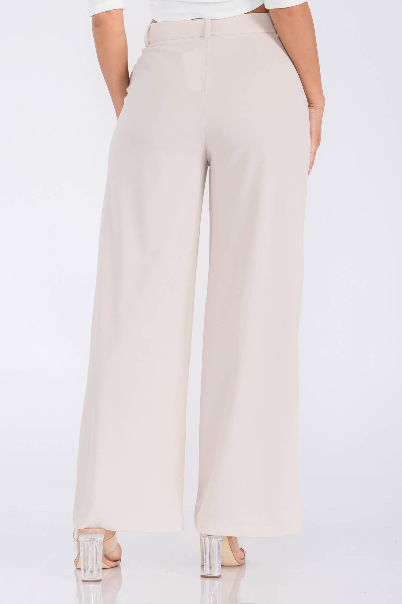 Fashion Space - Wholesale Pants - Women's - Women's Solid High Waist Formal Pants3