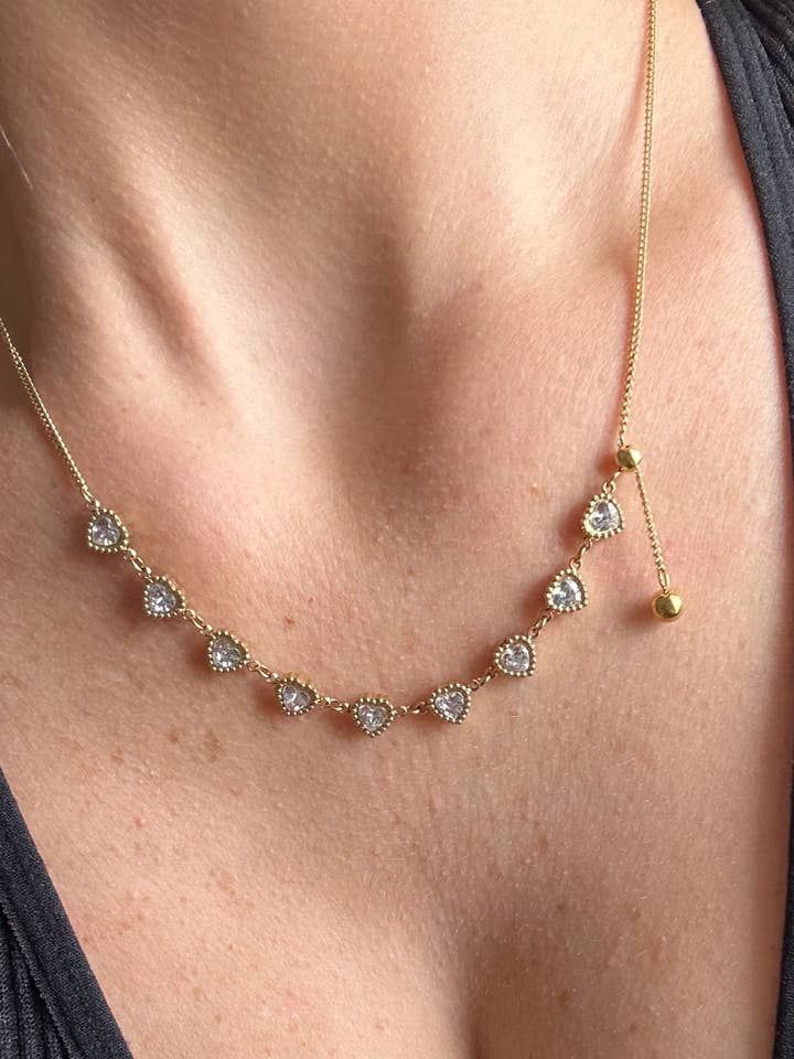 Dainty Heart Necklace With Dangle for wholesale by Offshore Surf Co