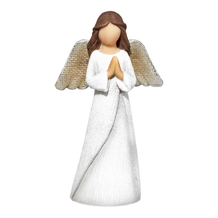 Dicksons - Wholesale Decorative Figurine - ANGEL WHITE WITH PRAYING HANDS GLITTER