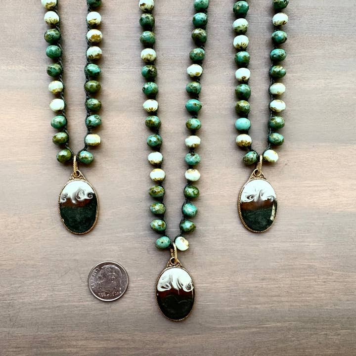 Twist Style - Wholesale Pendant/Charm Necklace - In the Woods Forest Green Portal Necklace1