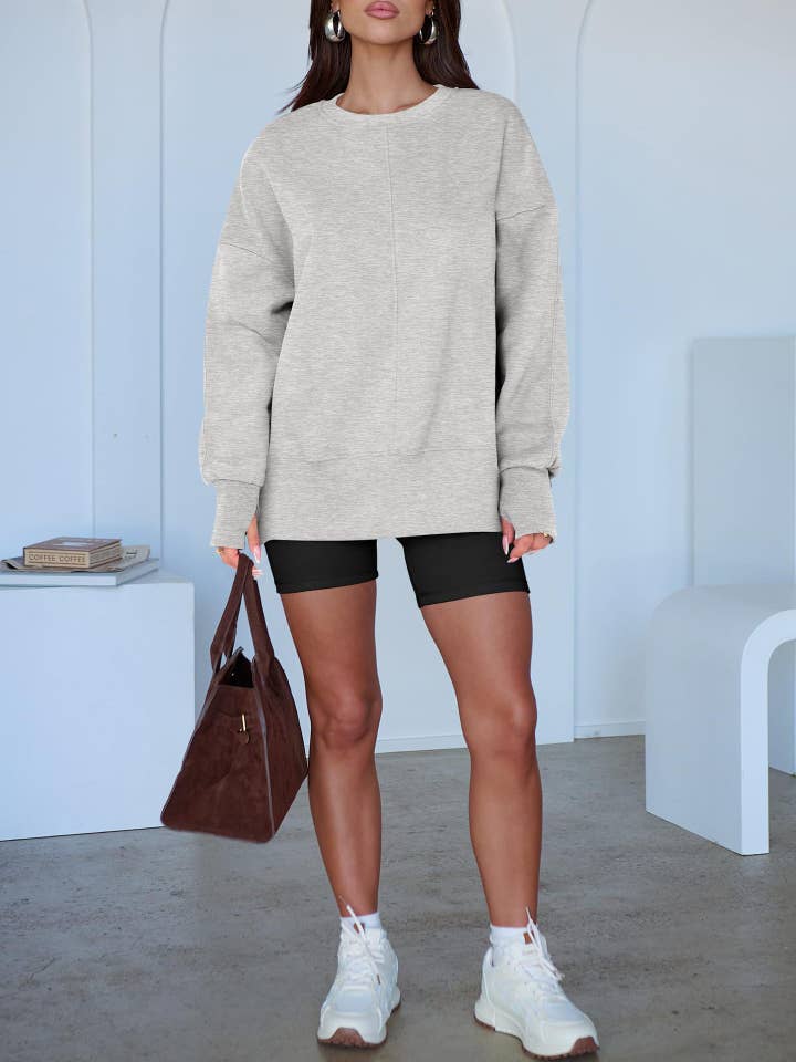 Lily Clothing - Wholesale Sweatshirt - Women's - Casual round-neck loose sporty split sweatshirt18