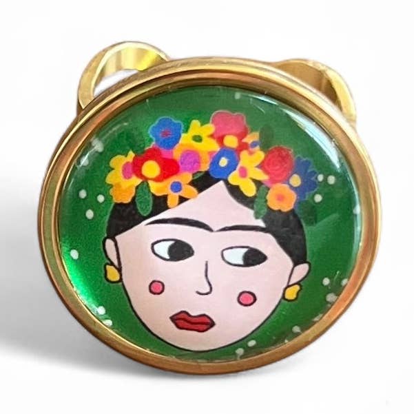 Frida Kahlo ring in gouden of zilveren afwerking voor wholesale door Dans l'Air du Temps Bijoux