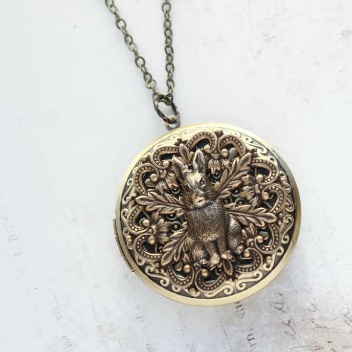 A Pocket of Posies - Wholesale Locket Necklace - Rabbit Locket Necklace