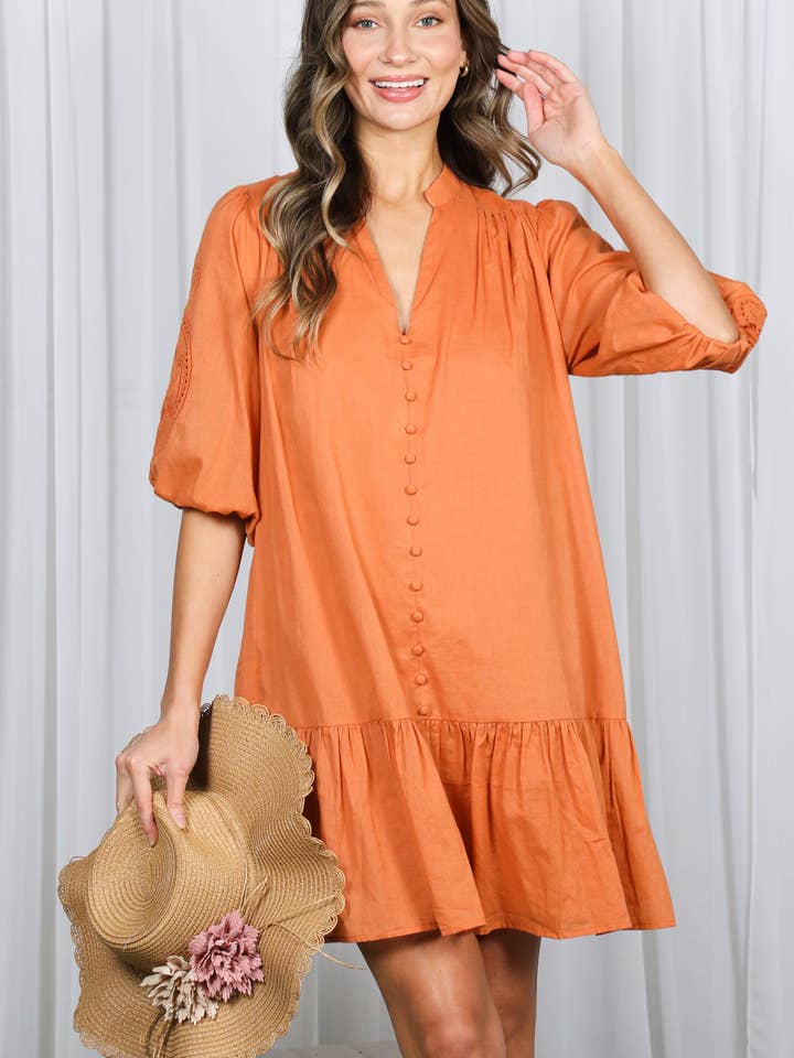 Schiffli Cutwork Embroidery 100%Cotton Dress VD60737 for wholesale by Vine & Love