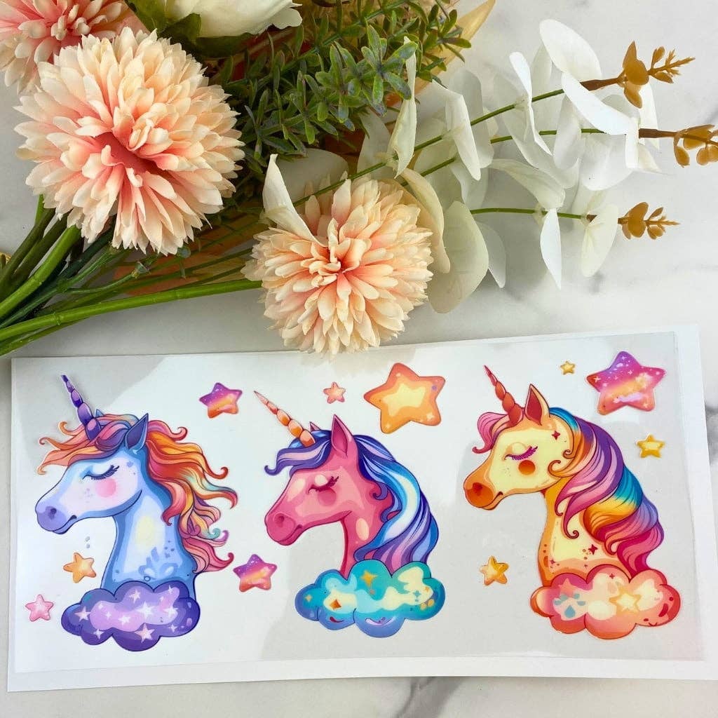HKS Custom Designs - Wholesale Sticker - 3 Unicorns1 | 16 oz UV DTF Wrap0