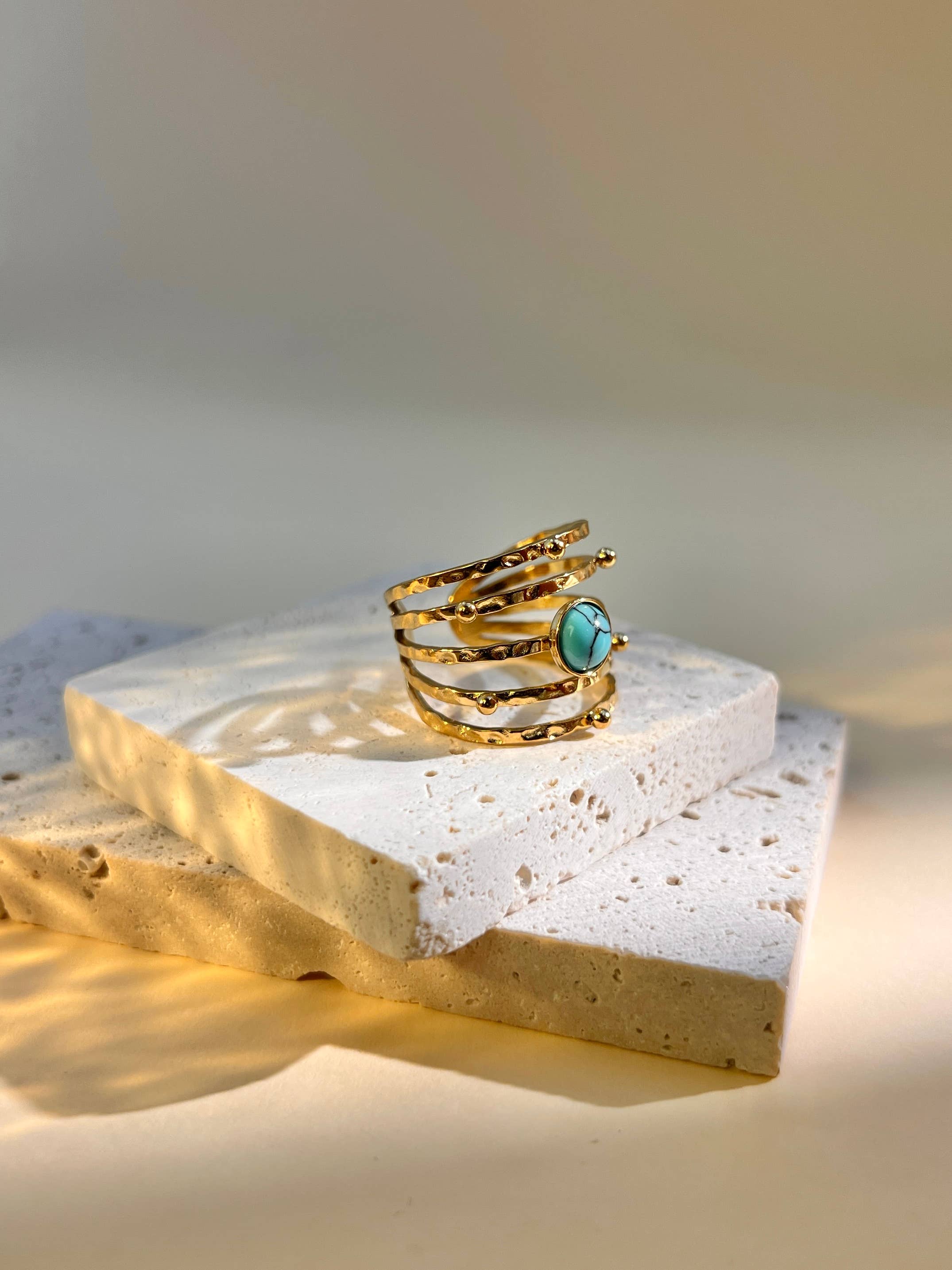 COSMOS - Vente Solitaire - Bague en acier inoxydable multi rangé en pierre réglable 4