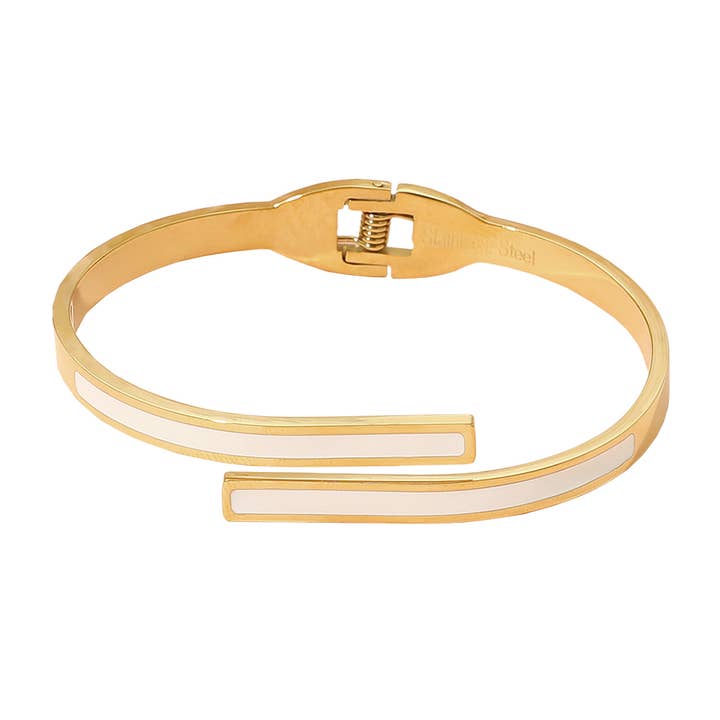 Sensibling Corp. - Wholesale Bangle Bracelet - Stainless Steel Minimalist Overlap Hinged Bangle Bracelet5