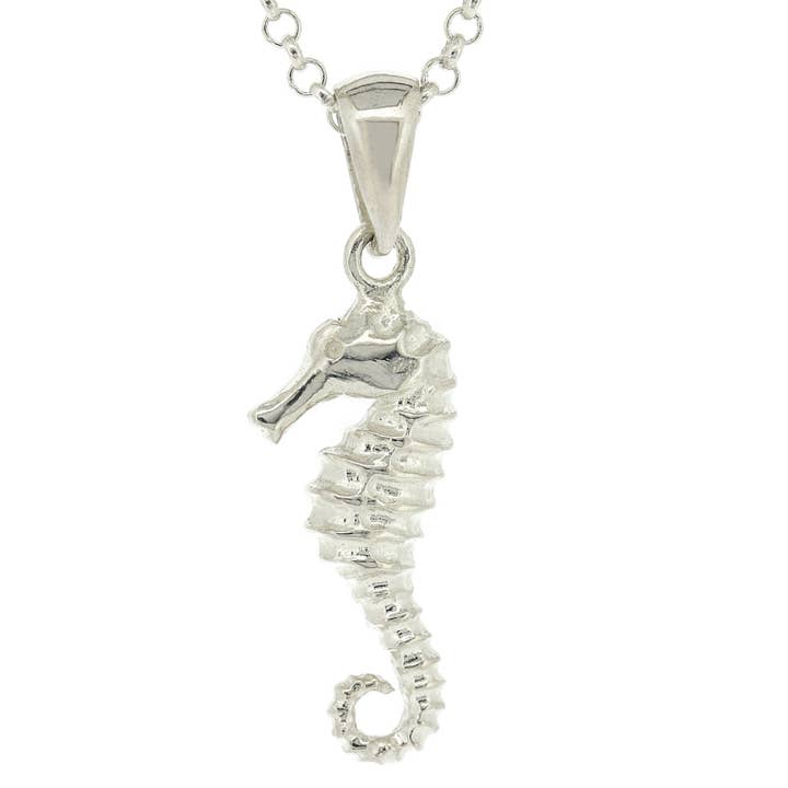 Silver Seahorse Pendant with 18" Trace Chain and Box for wholesale by Nova Silver