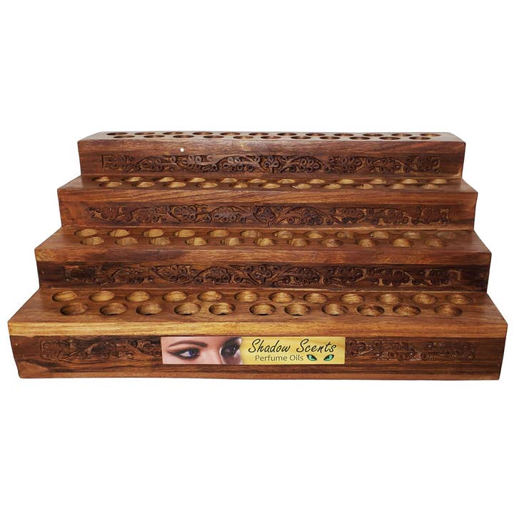 River Village - Wholesale Retailer Display - Accessories - Wooden Display for Shadow Scents Oils, 92 slots