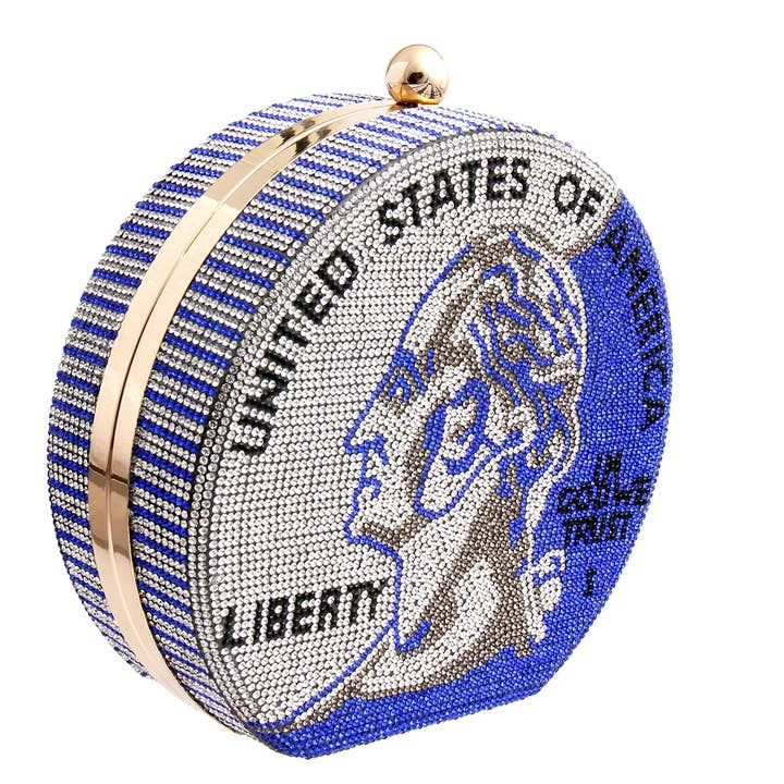 Blauw Blue Bling US Coin luxe clutch voor groothandel op Faire4