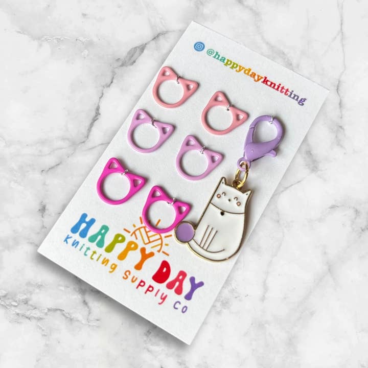 Yarn Cat Stitch Marker with Cat Rings, Not for Crochet for wholesale by Happy Day Knitting