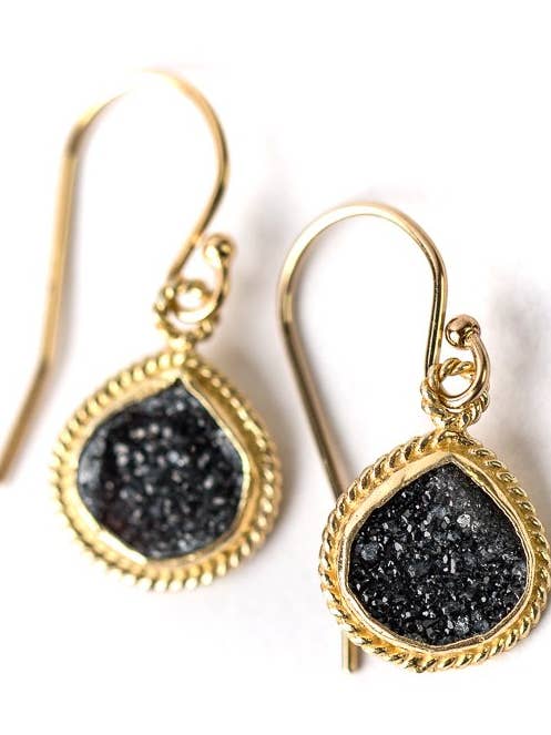 Favorites Black Druzy Bezel Earrings for wholesale by Anne Vaughan Designs Jewelry