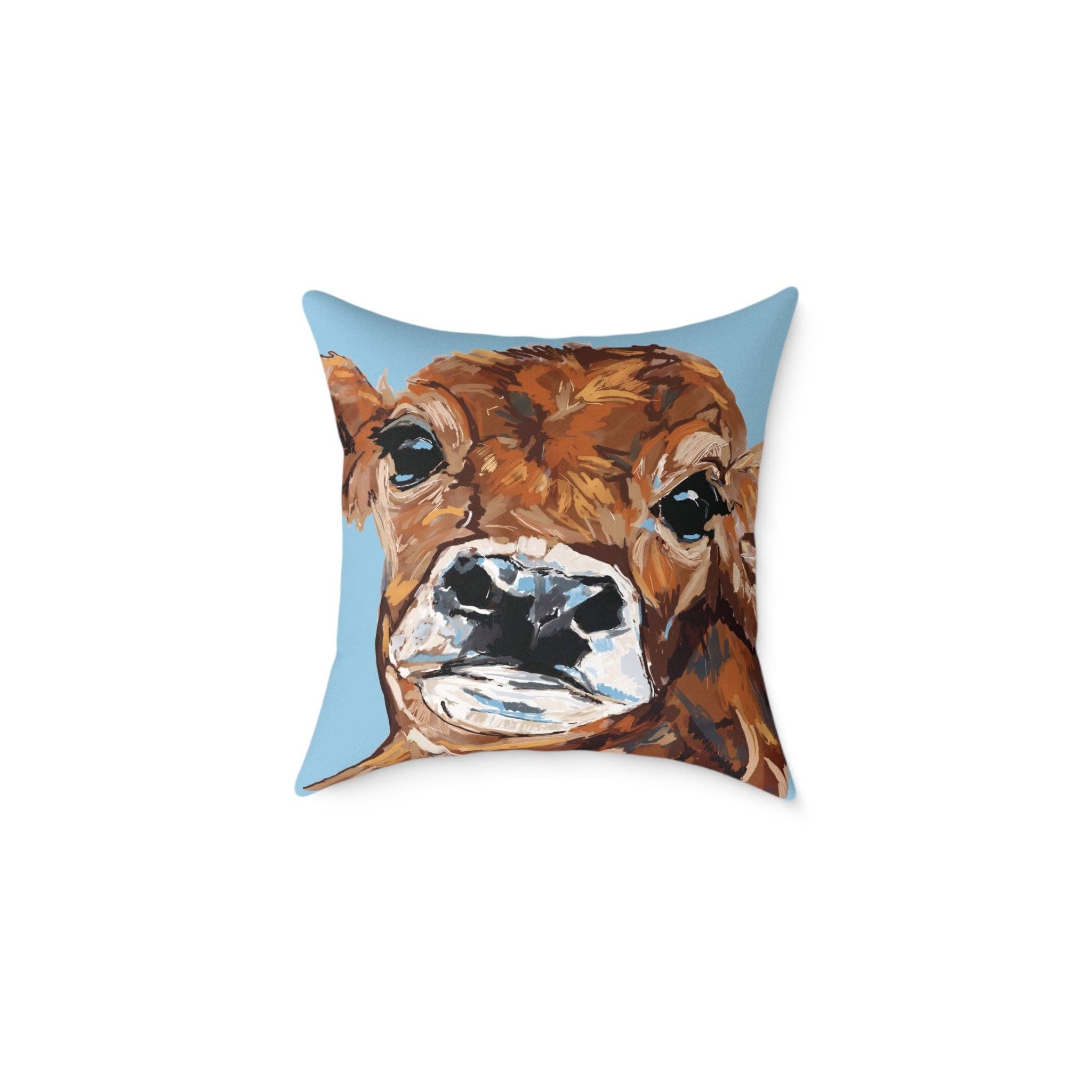 Blue Cava - Wholesale Throw/Decorative Pillow - Brown Cow Farmhouse Square Poly Canvas Throw Pillows3