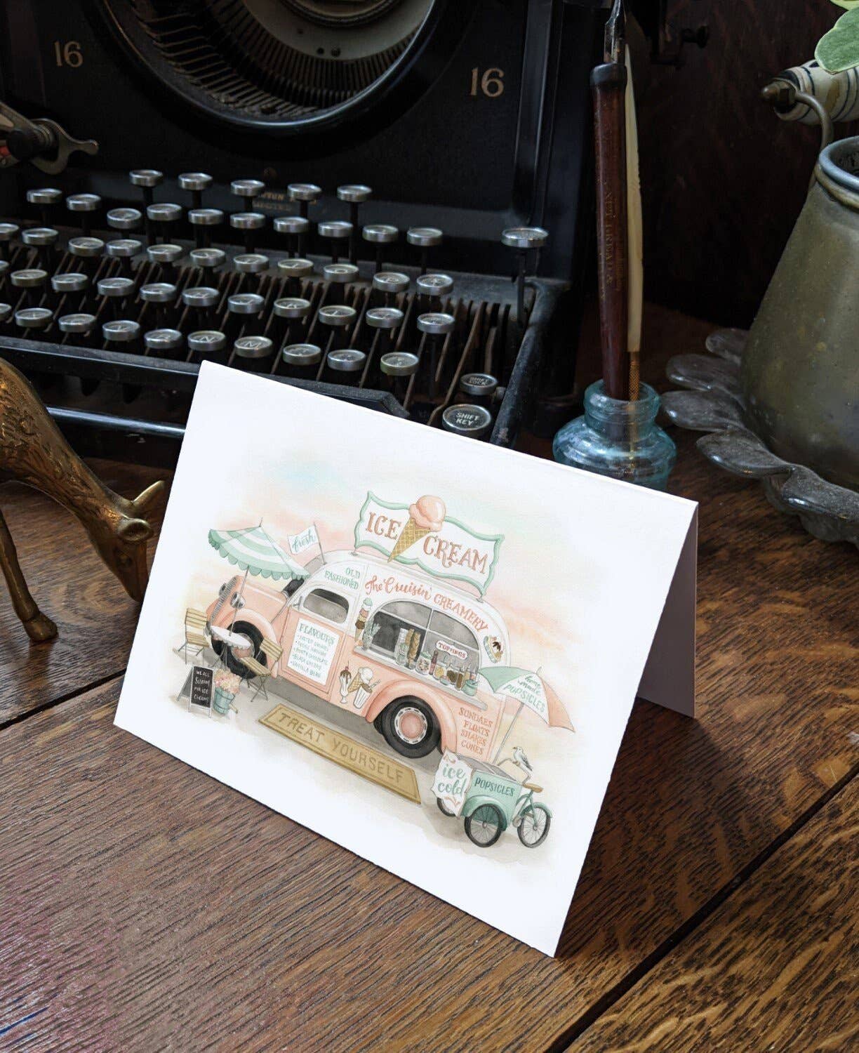 ALICIA'S INFINITY - Wholesale Everyday Greeting Card - Small Town Vintage Ice Cream Truck Notecard0