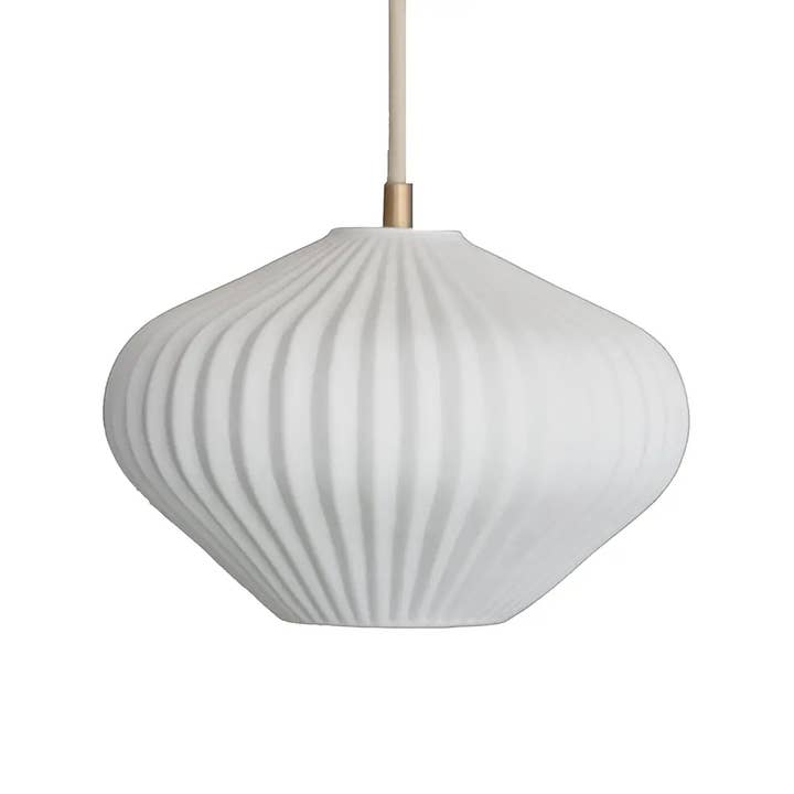 BERENICE white enamelled suspension round linen cable for wholesale by REMINISCENCE HOME