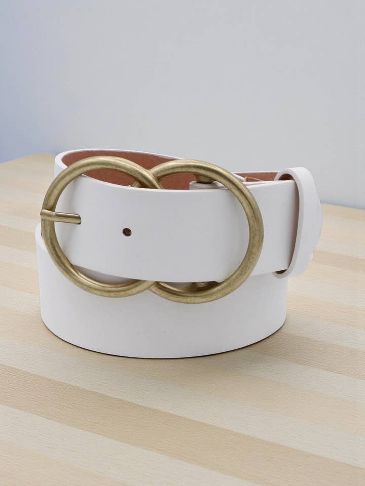 Double Ring Metal Faux Leather Belt for wholesale by Mint & Shine