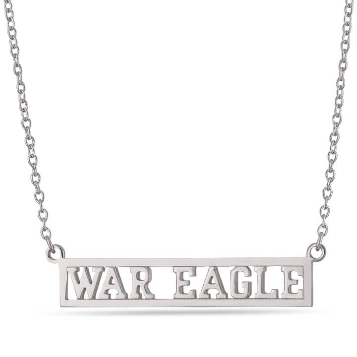 Auburn WAR EAGLE Script Bar Necklace for wholesale by Stone Armory