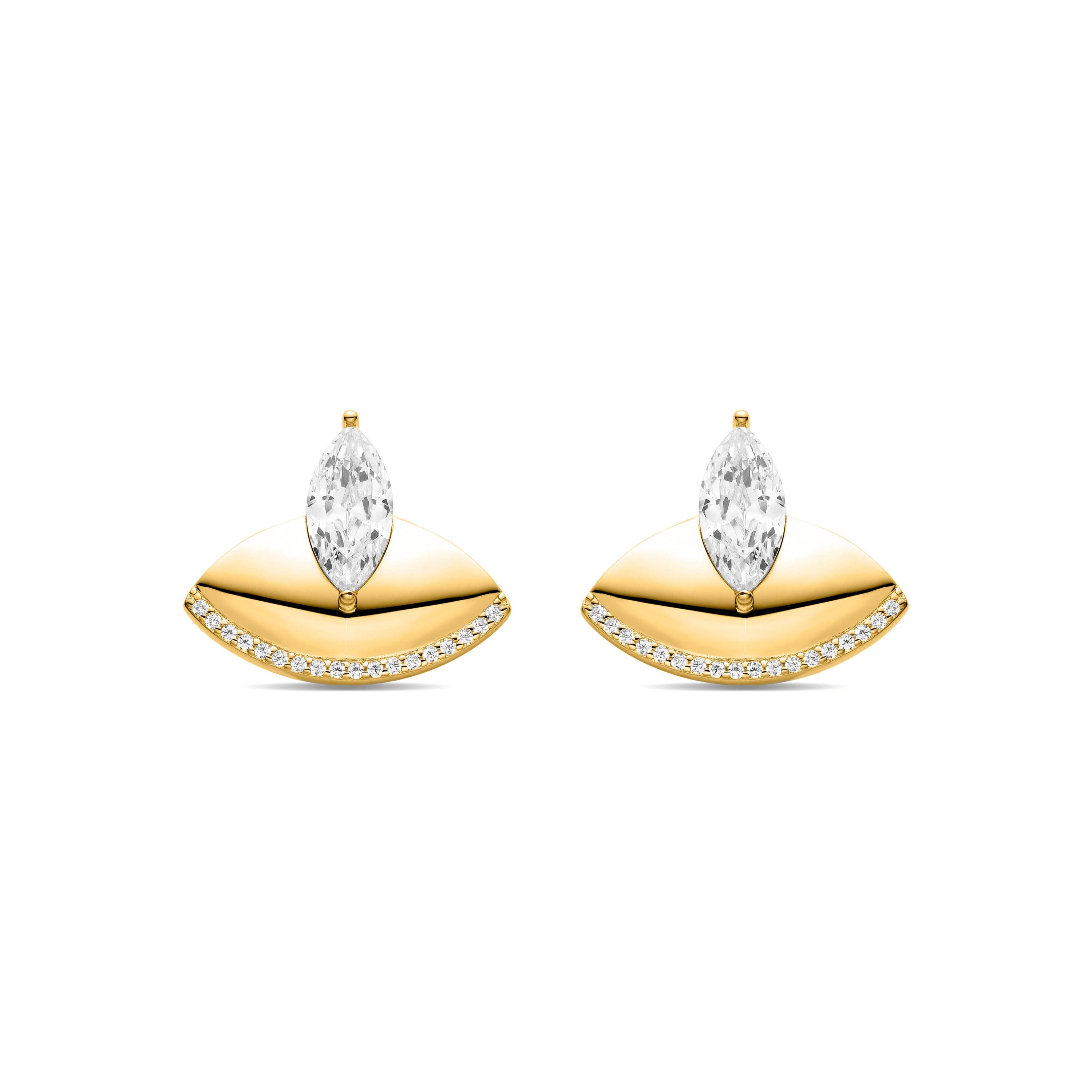 Luxenter – wholesale Dangle earrings – Pendientes Luxenter de plata de ley 925 con Circonita Brillante acabados en oro amarillo de 18k - Jinn